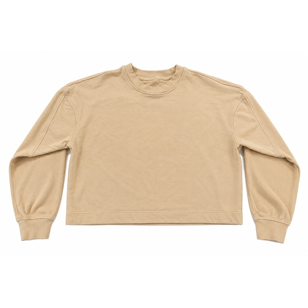 Lululemon Perfectly Oversized Cropped Crew Sweatshirt Beige Tan Pullover
